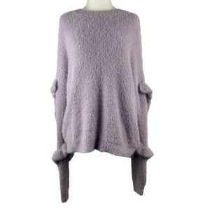 𝅺chelsea & VIOLET CREW NECK LAVENDER COLOR SLOUCH‎ SWEATER WITH RUFFLED DETAIL